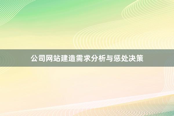 公司网站建造需求分析与惩处决策